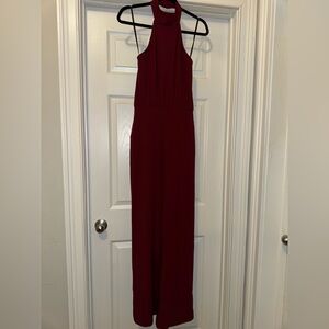 Lulu's Burgundy Halter Jumpsuit